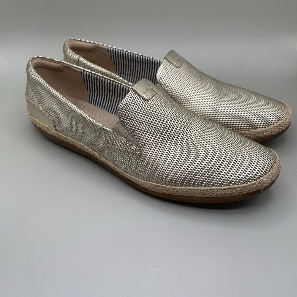Clarks Collection Danelly Champagne Gold Espadrille Flats 11 Casual Comfort Shoe